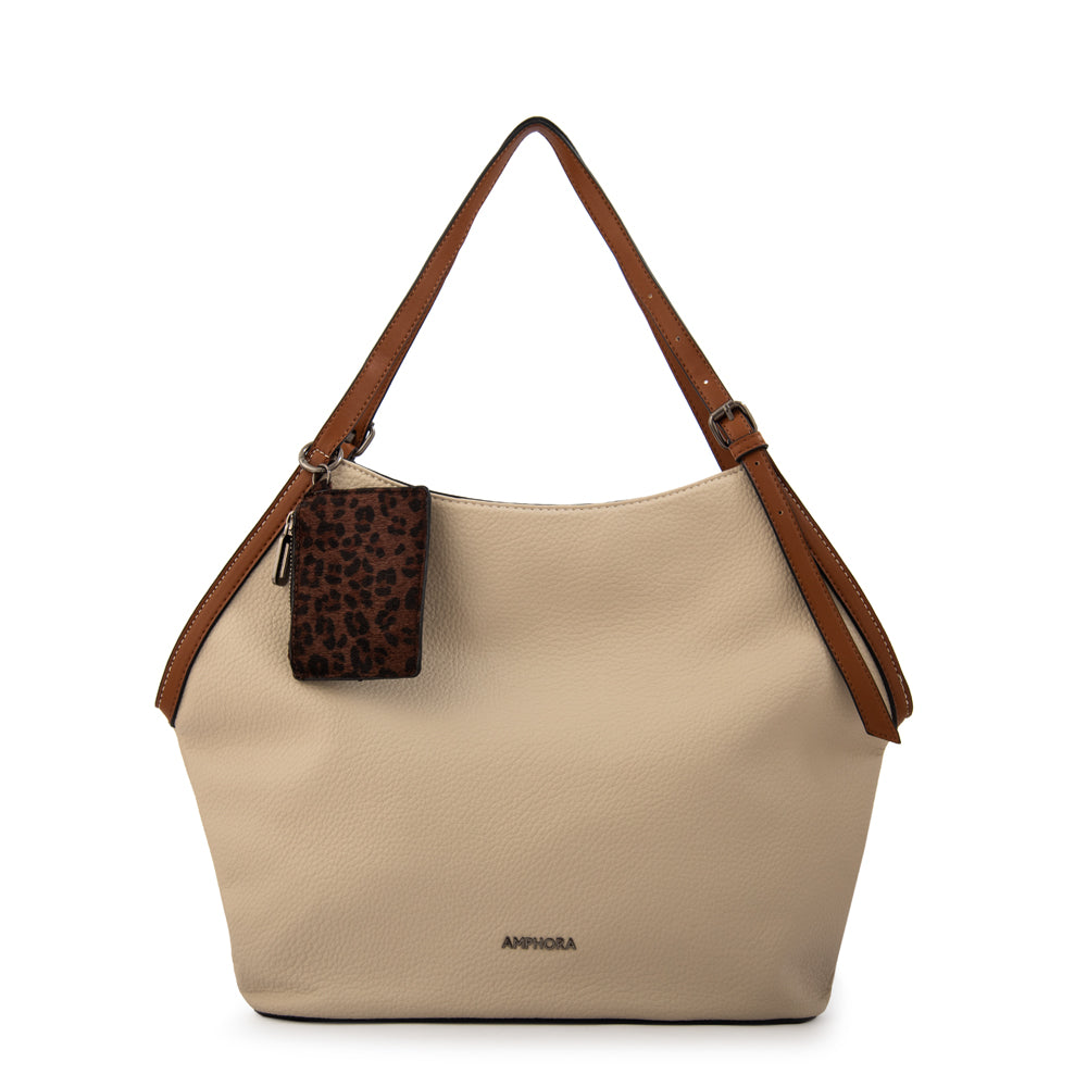 Cartera tote bois grande blanco crudo