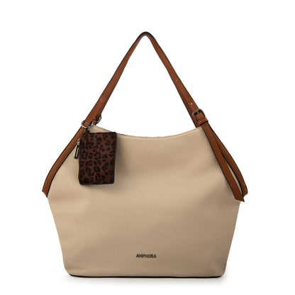 Cartera tote bois grande blanco crudo