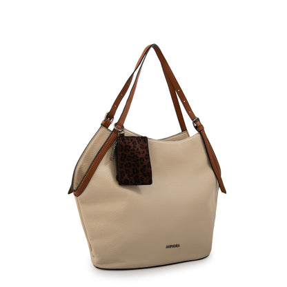 Cartera tote bois grande blanco crudo