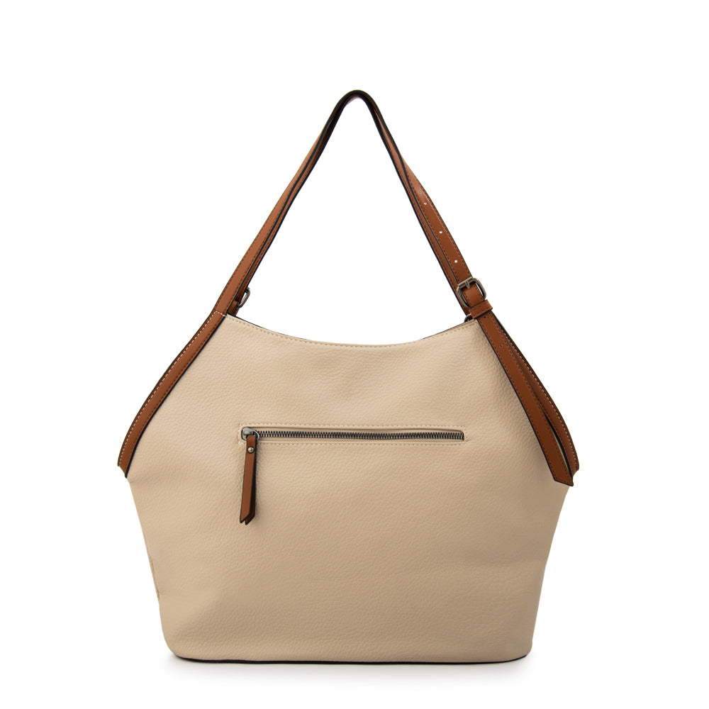 Cartera tote bois grande blanco crudo