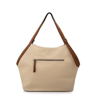 Cartera tote bois grande blanco crudo