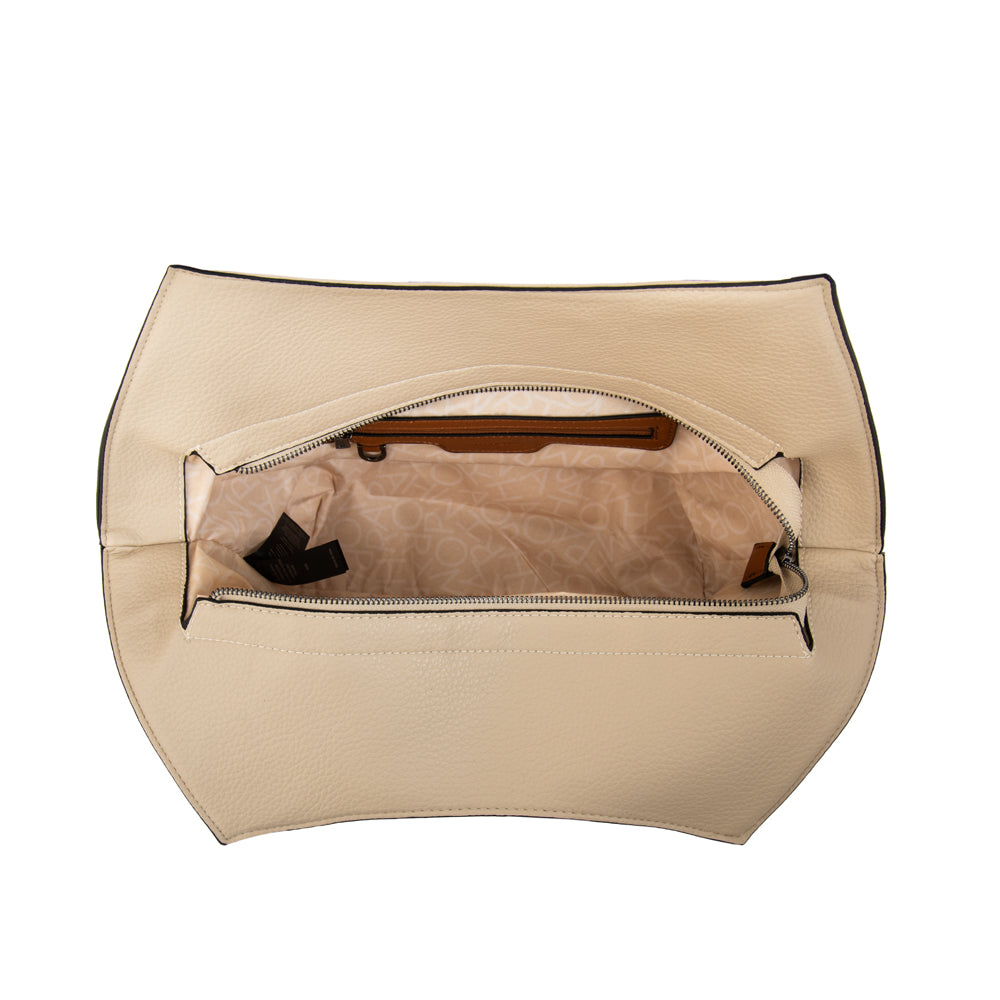 Cartera tote bois grande blanco crudo