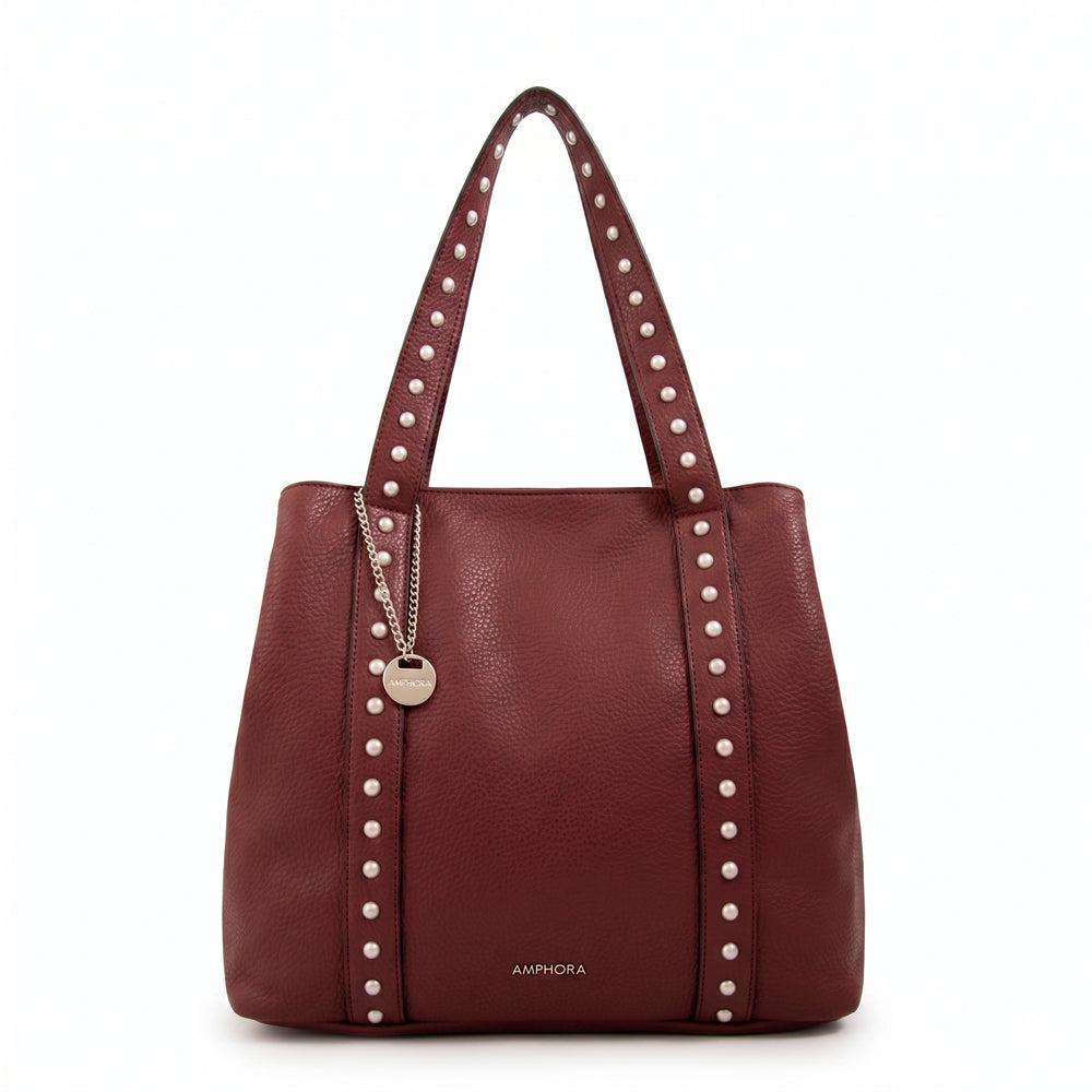 Cartera tote angela grande burdeo