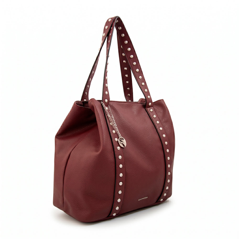 Cartera tote angela grande burdeo
