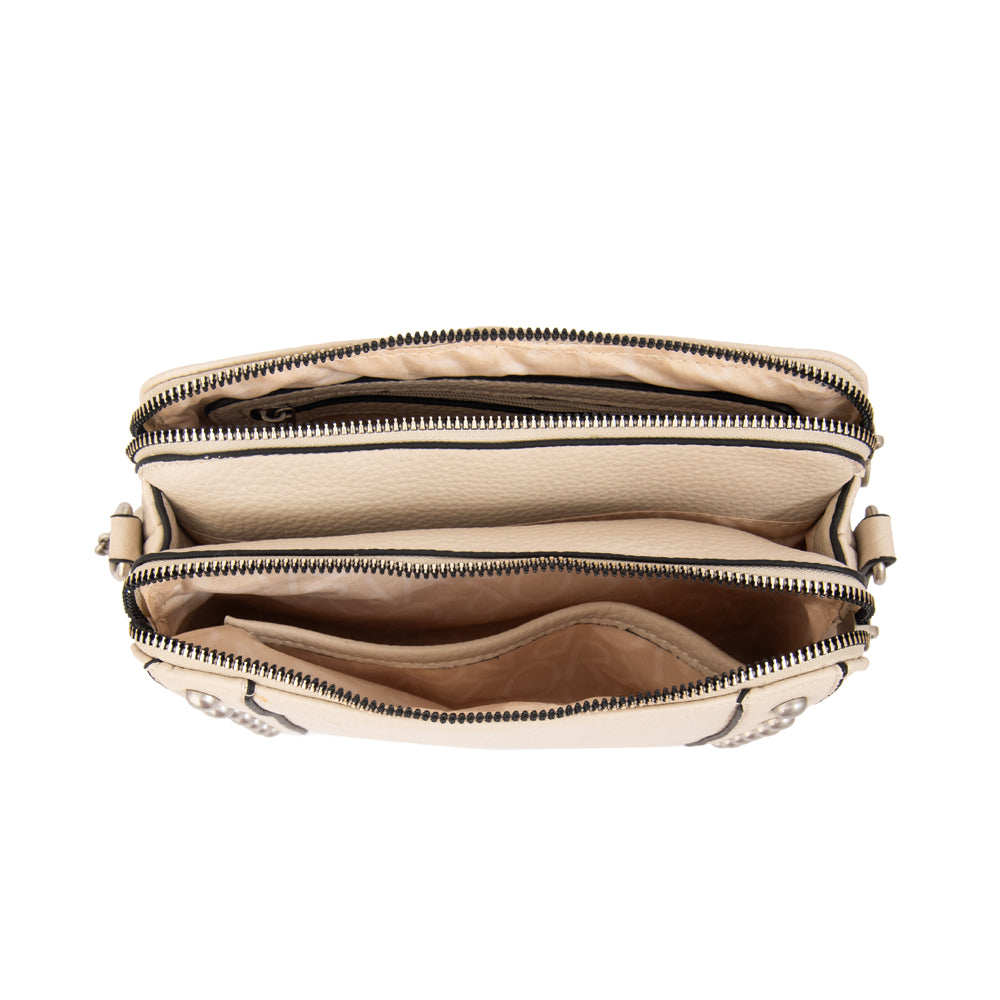 Cartera bandolera angela pequeña blanco crudo