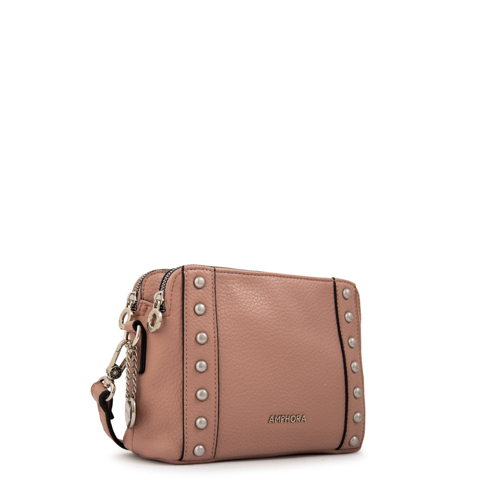 Cartera bandolera angela pequeña rosa viejo