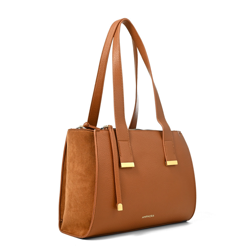 Cartera tote tres divisiones belinda mediana camel