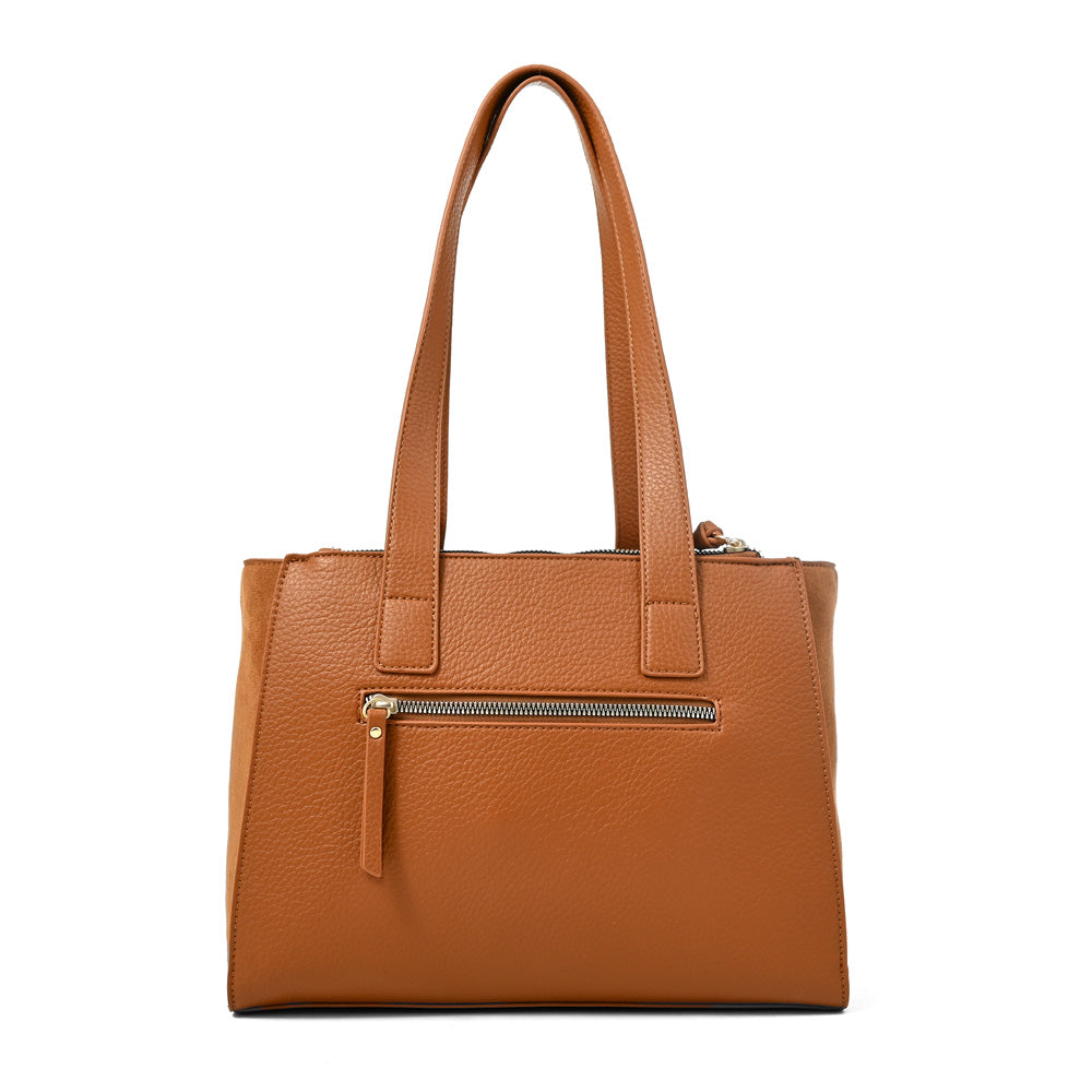 Cartera tote tres divisiones belinda mediana camel