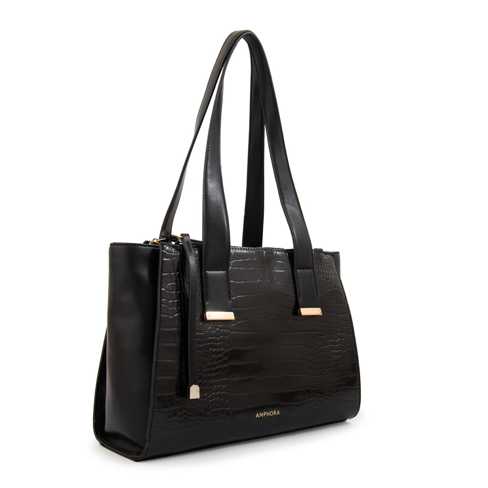 Cartera tote tres divisiones belinda mediana negro