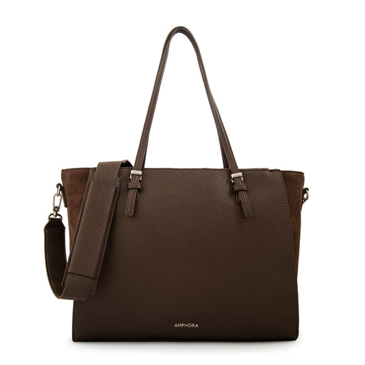 Cartera tote porta notebook samantha grande café oscuro