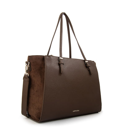 Cartera tote porta notebook samantha grande café oscuro