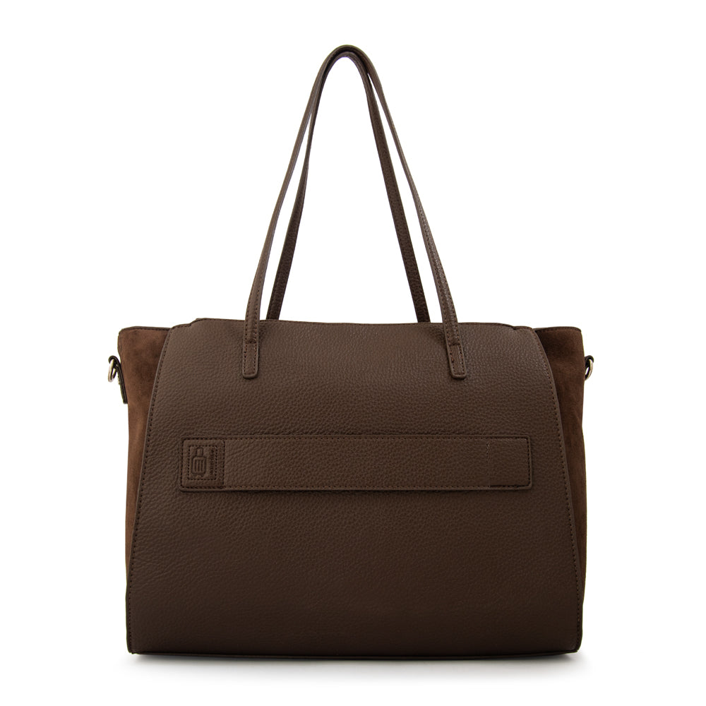Cartera tote porta notebook samantha grande café oscuro