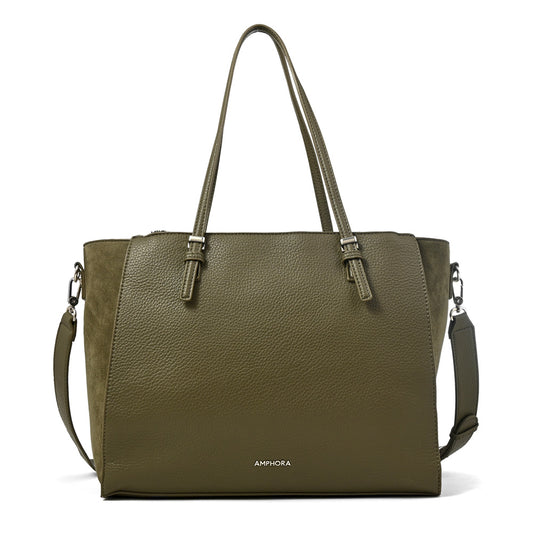 Cartera tote porta notebook samantha grande verde oliva