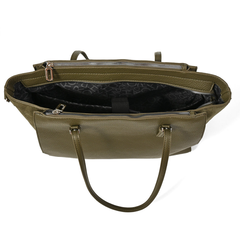 Cartera tote porta notebook samantha grande verde oliva