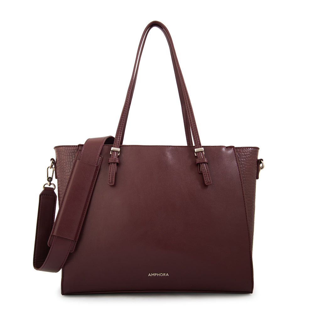 Cartera tote porta notebook samantha grande burdeo