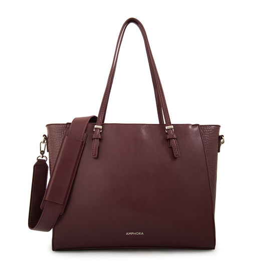 Cartera tote porta notebook samantha grande burdeo