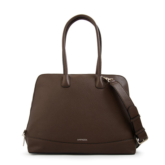 Cartera tote porta notebook gloria café oscuro