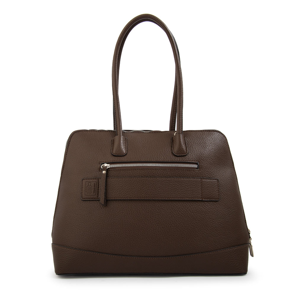 Cartera tote porta notebook gloria café oscuro