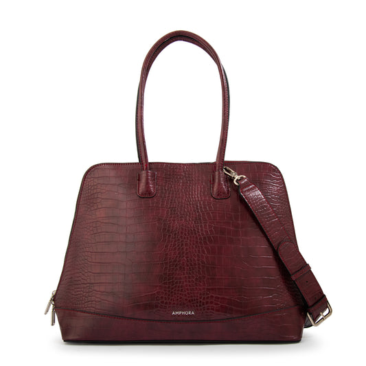 Cartera tote porta notebook gloria burdeo