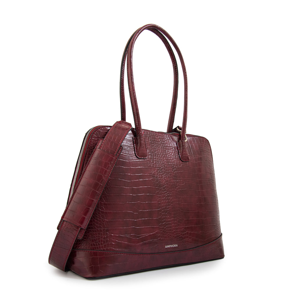 Cartera tote porta notebook gloria burdeo