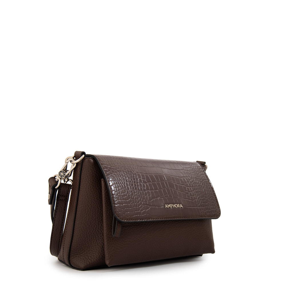 Cartera bandolera charlote mediana café oscuro