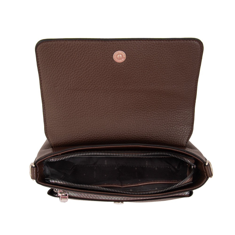 Cartera bandolera charlote mediana café oscuro