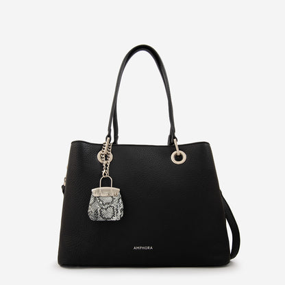 Cartera tote tres divisiones jenifer mediana negro