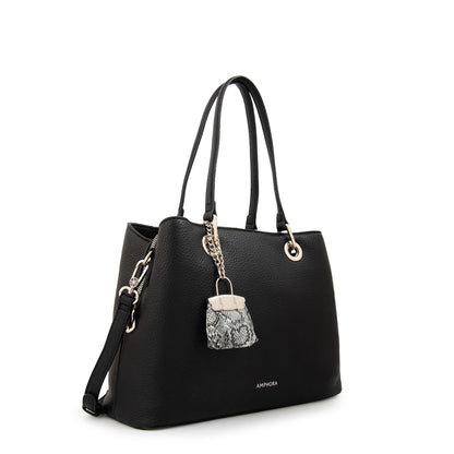 Cartera tote tres divisiones jenifer mediana negro