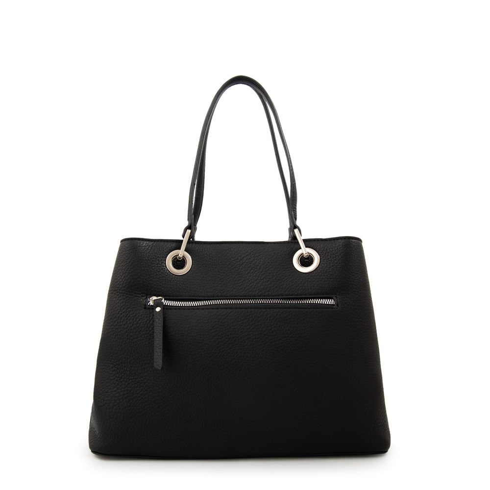Cartera tote tres divisiones jenifer mediana negro