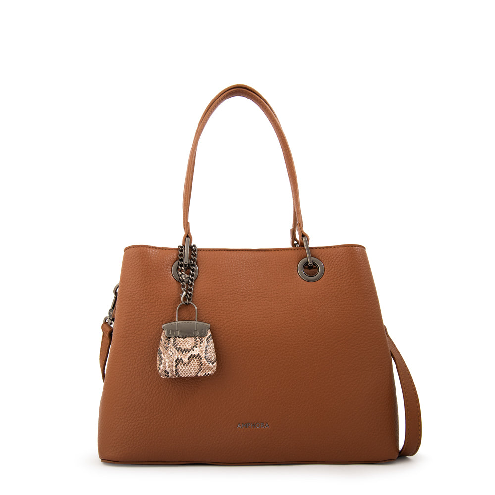 Cartera tote tres divisiones jenifer mediana café