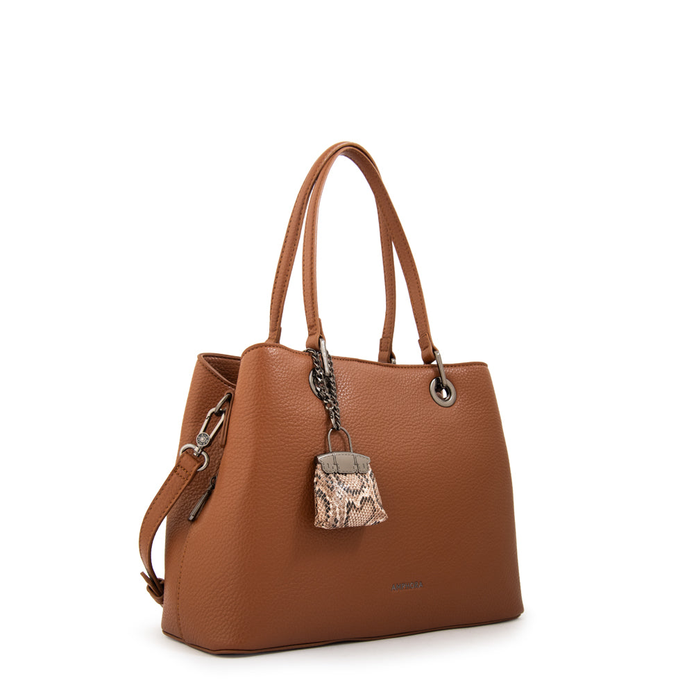 Cartera tote tres divisiones jenifer mediana café