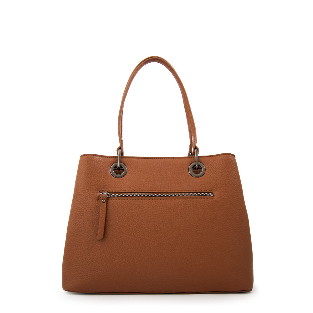 Cartera tote tres divisiones jenifer mediana café