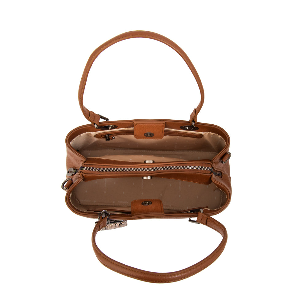 Cartera tote tres divisiones jenifer mediana café