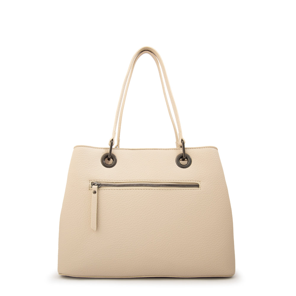 Cartera tote tres divisiones jenifer mediana blanco crudo