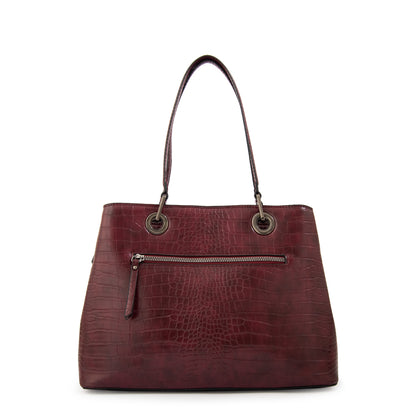 Cartera tote tres divisiones jenifer mediana burdeo