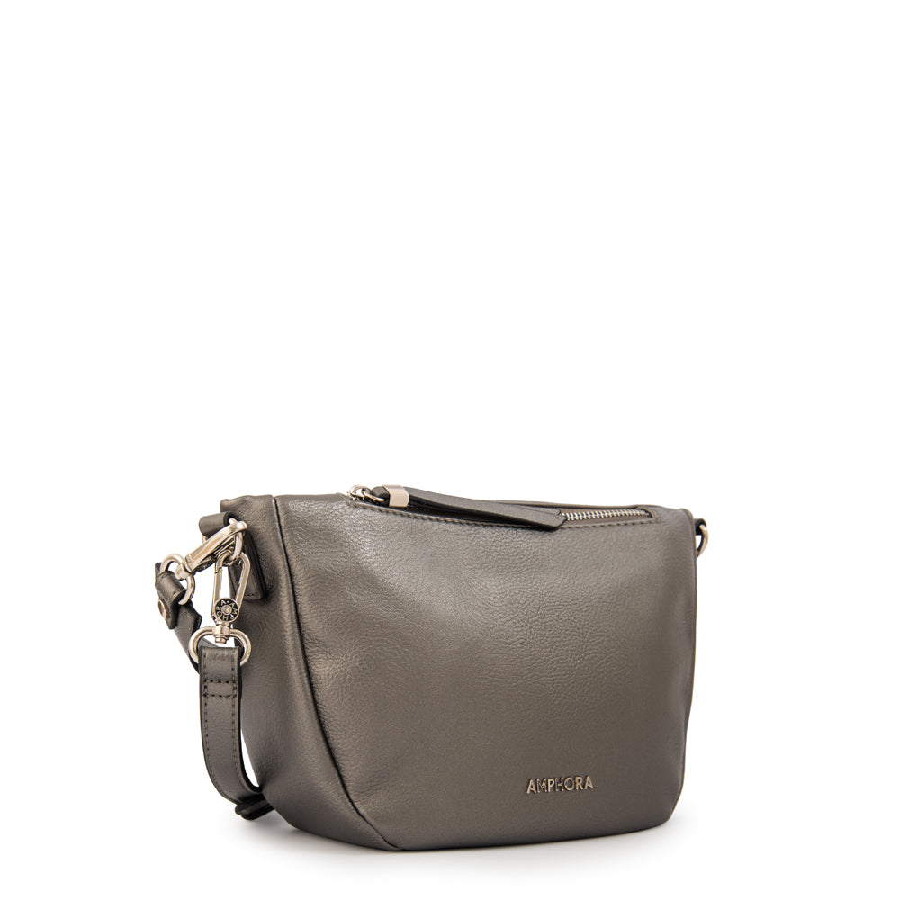 Cartera bandolera lany mediana plateado oscuro