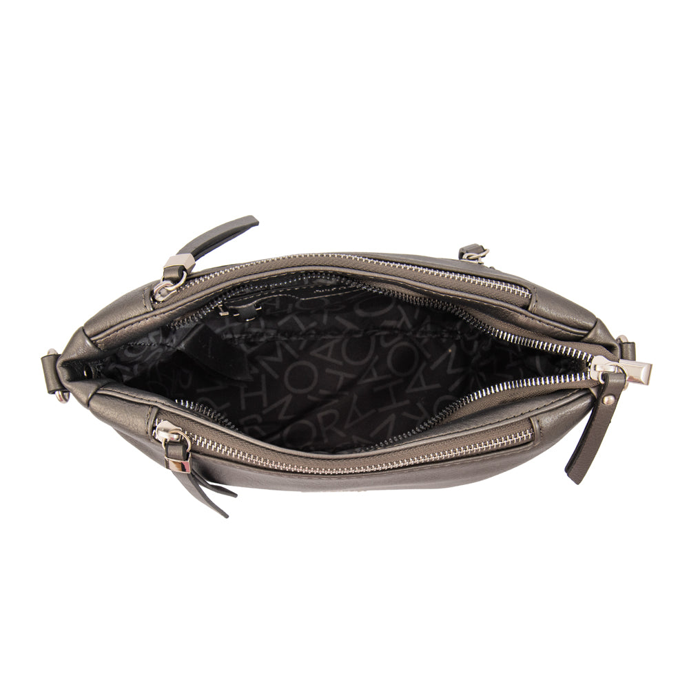 Cartera bandolera lany mediana plateado oscuro