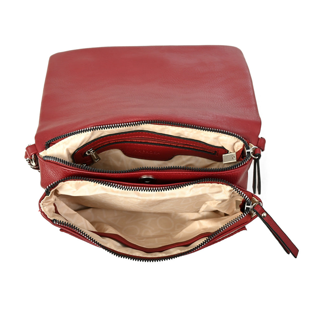 Cartera bandolera brenda mediana rojo oscuro