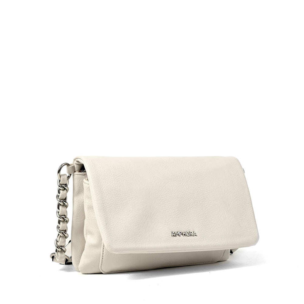 Cartera bandolera brenda mediana blanco crudo