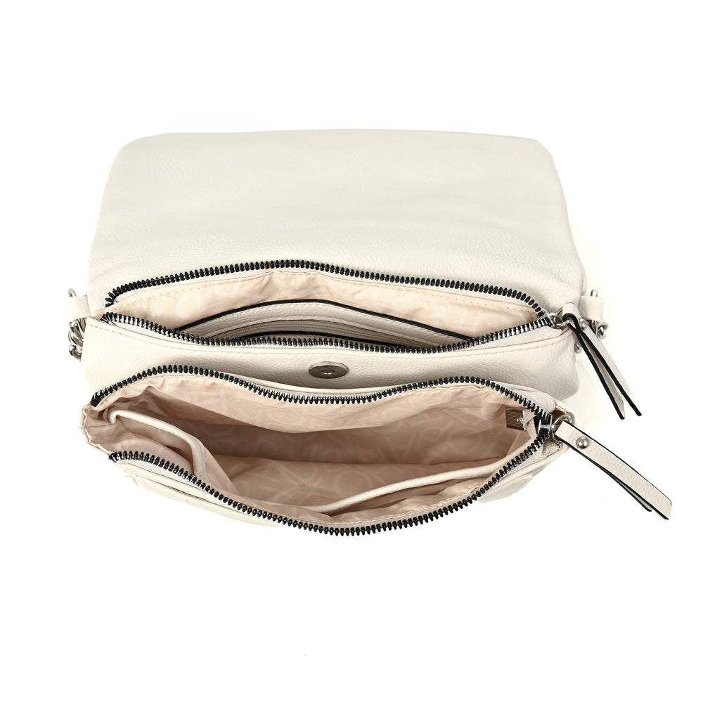 Cartera bandolera brenda mediana blanco crudo