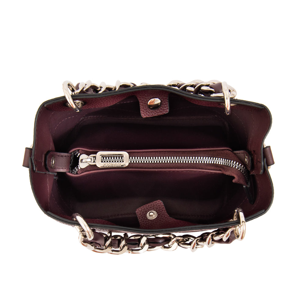 Cartera bandolera mariela mediana burdeo