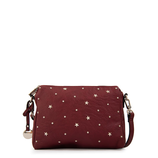 Cartera bandolera nuit mediana rojo oscuro