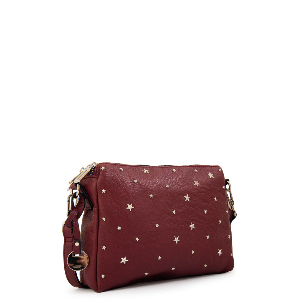 Cartera bandolera nuit mediana rojo oscuro