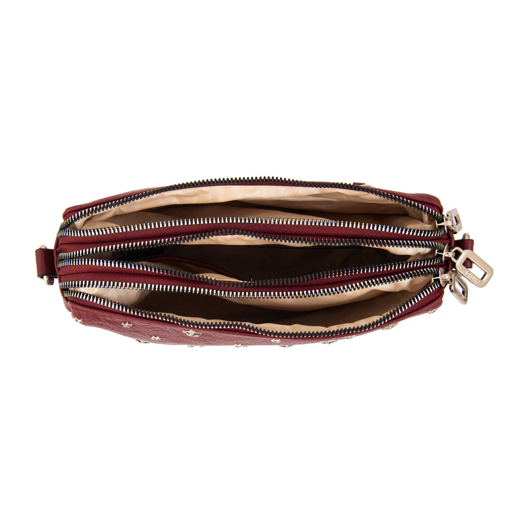 Cartera bandolera nuit mediana rojo oscuro