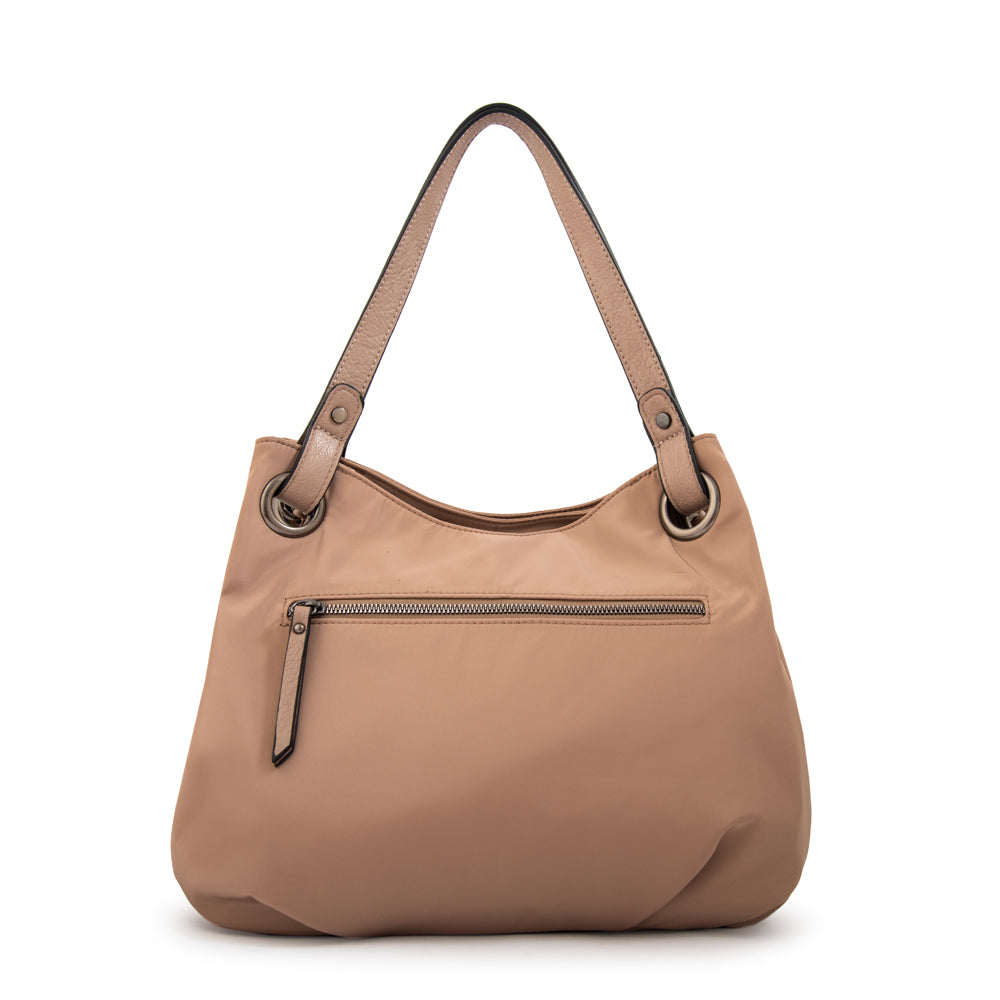 Cartera tote tres divisiones katherine mediana beige oscuro