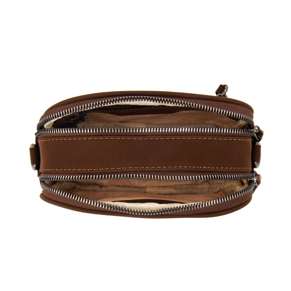 Cartera bandolera pricila pequeña café oscuro