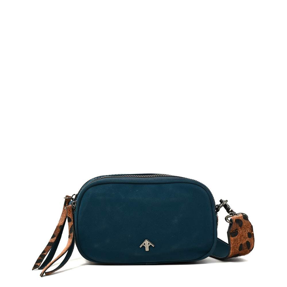 Cartera bandolera pricila pequeña petroleo oscuro
