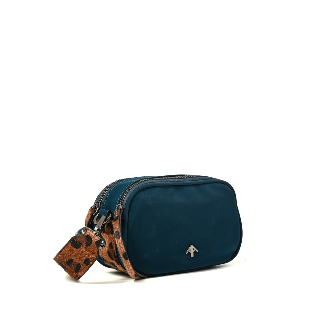 Cartera bandolera pricila pequeña petroleo oscuro