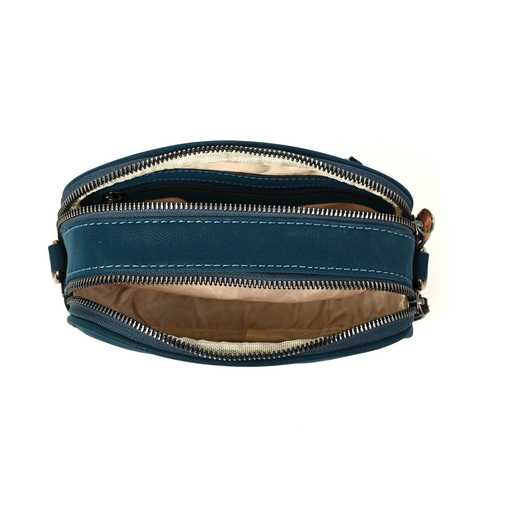 Cartera bandolera pricila pequeña petroleo oscuro