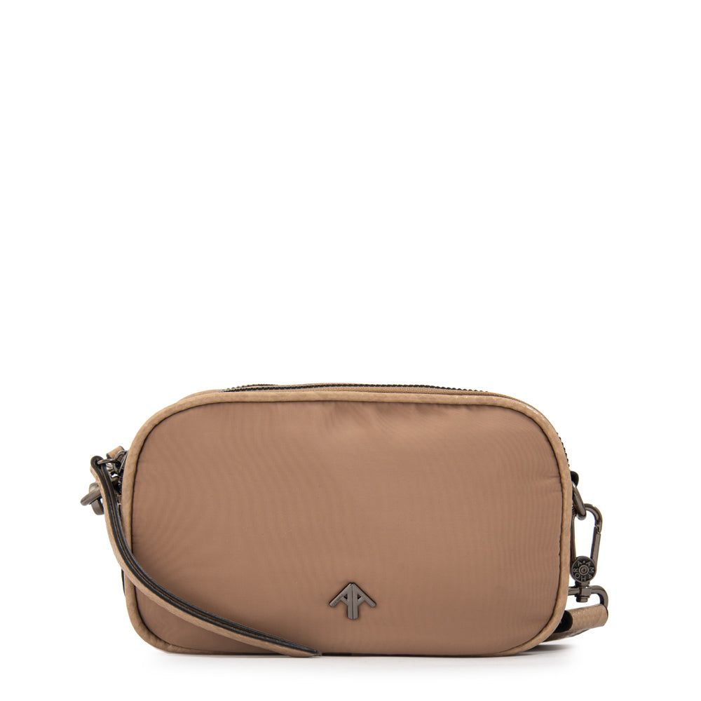 Cartera bandolera pricila pequeña beige oscuro